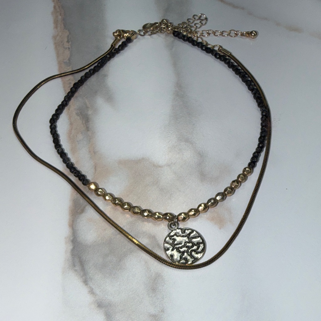 HM Gold And Black Triple Layer Necklace 8$